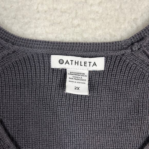 Athleta Womens 2X Hanover Refined V-Neck Sweater Pullover Stretch Ribbed Purple - Picture 7 of 11